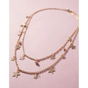 NWT Layered Star Charm Necklace Gold-Tone 20–24”